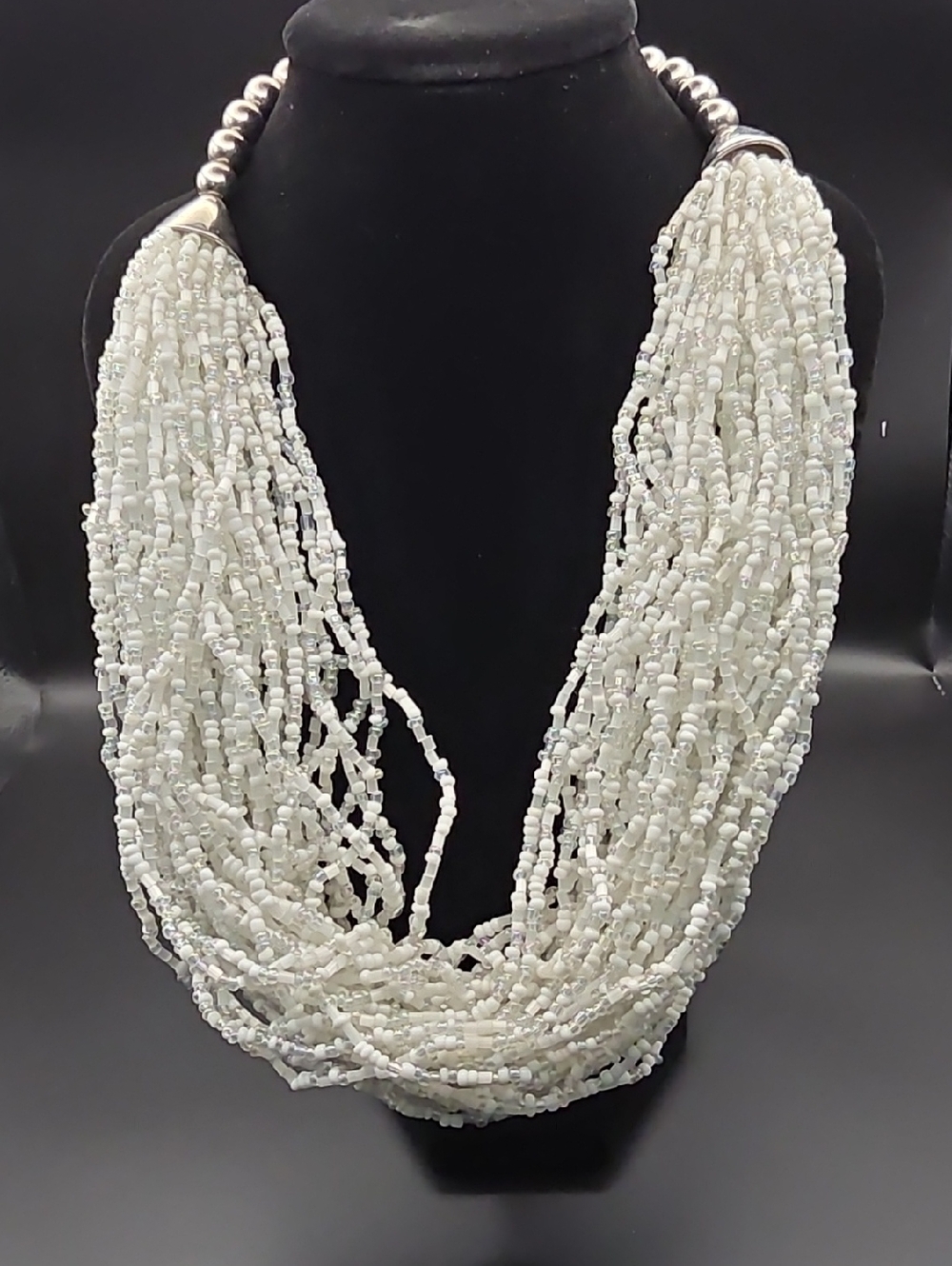 Multi-Strand White Beaded Necklace - Women Jewelry